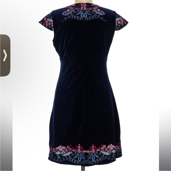 NWT FOXIEDOX Navy and Pink Embroidered Dress - Picture 4 of 15